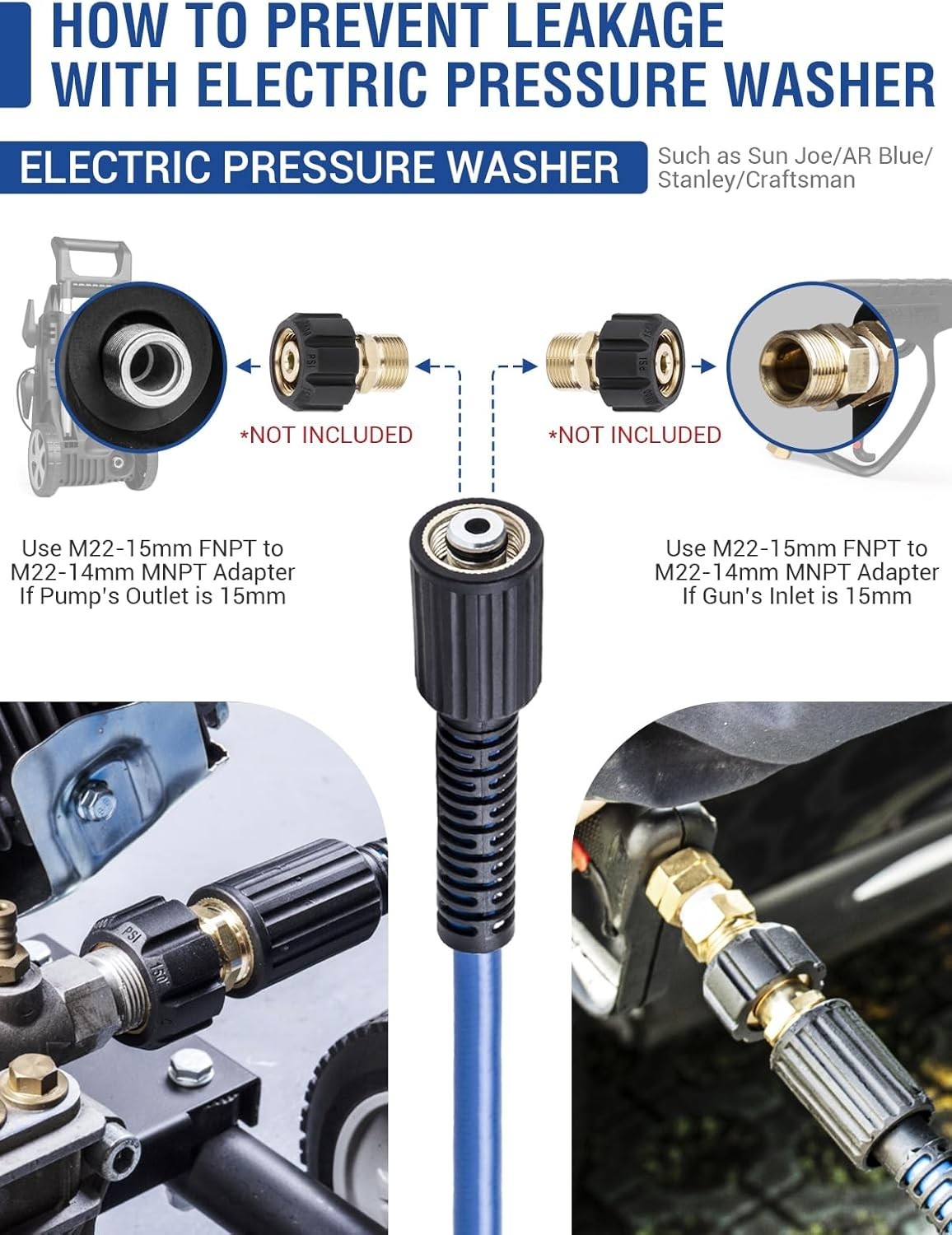 32ft Kink-Free Pressure Washer Extension Hose – Perfect for Car and Garden Wash