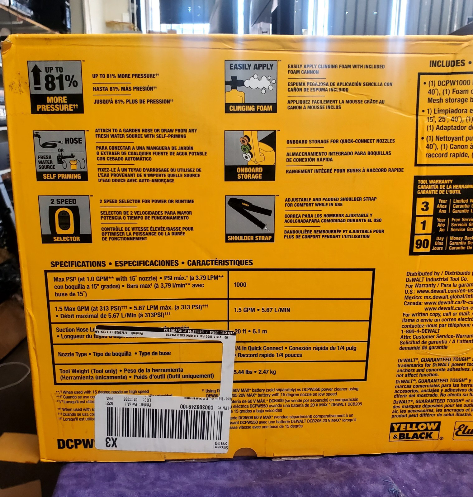 💥NEW SEALED💥DEWALT DCPW1000B 60V FLEXVOLT 1000 PSI CORDLESS PRESSURE WASHER