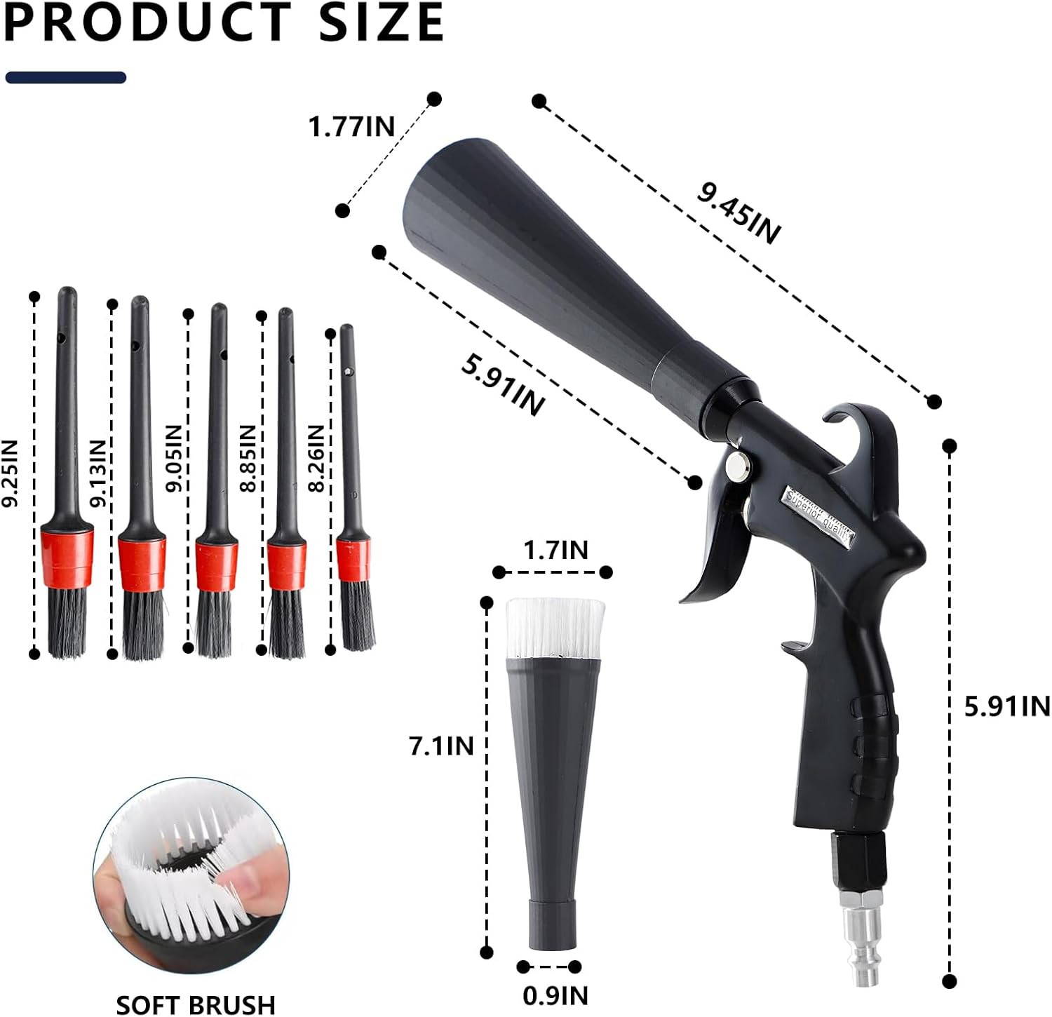 Tornado Detailing Car Cleaning Gun with Metal Nozzle | Interior Drying Air Gun |