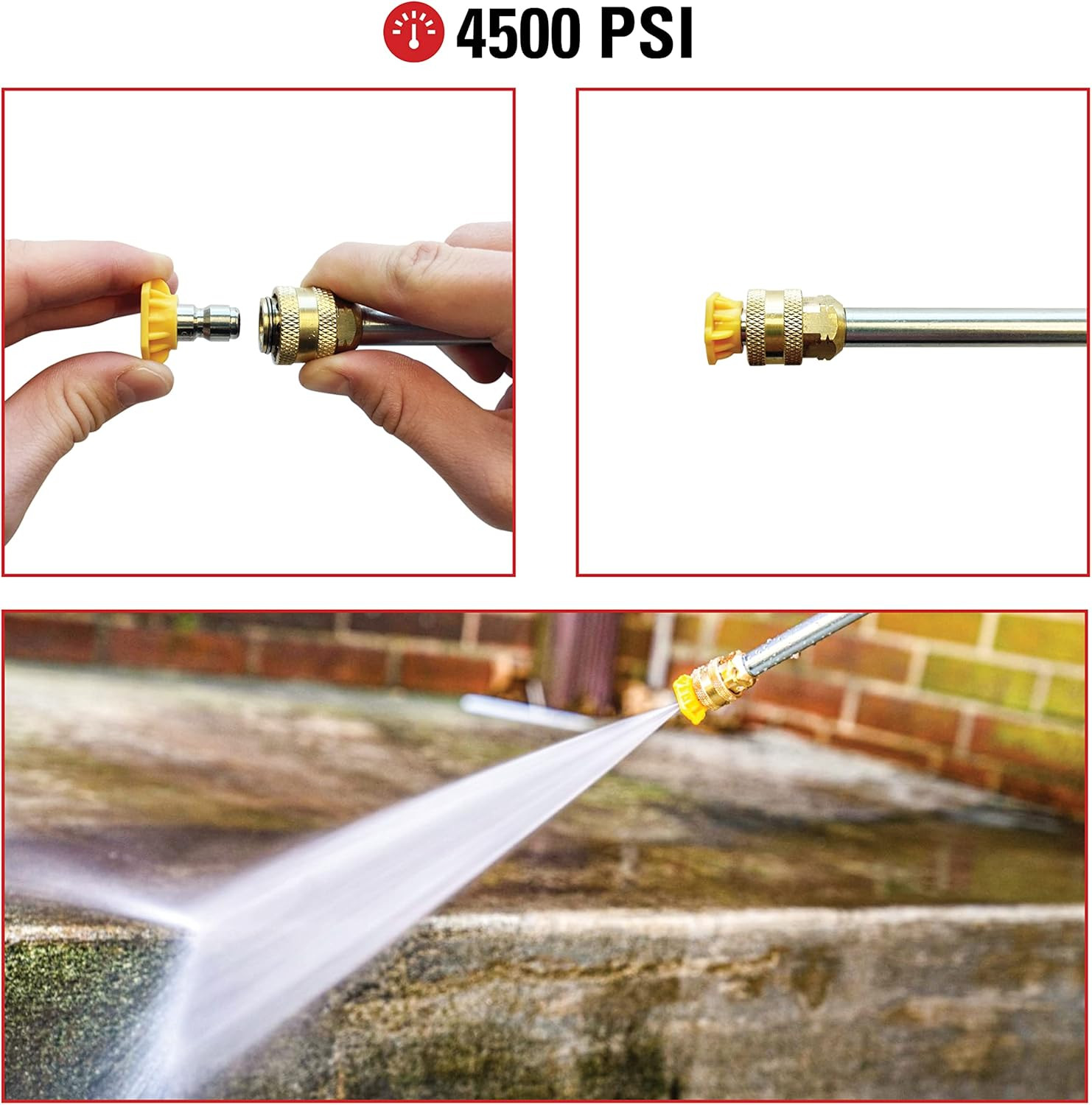 Cleaning 80146 4500 PSI Universal Pressure Washer Nozzles, 1/4-Inch Quick Connec