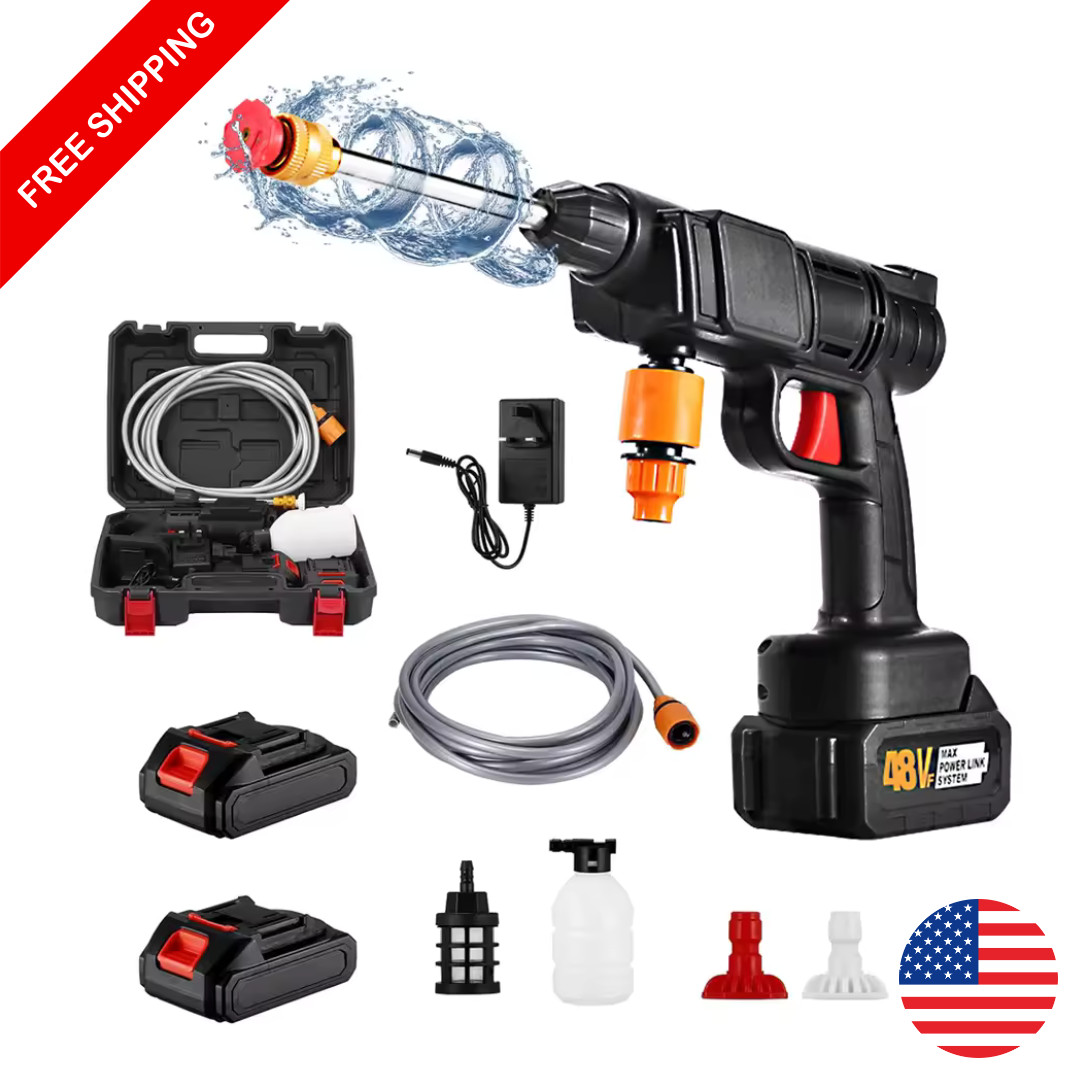 48V Cordless Portable Pressure Washer 300W Car Bike 30Bar Water Gun