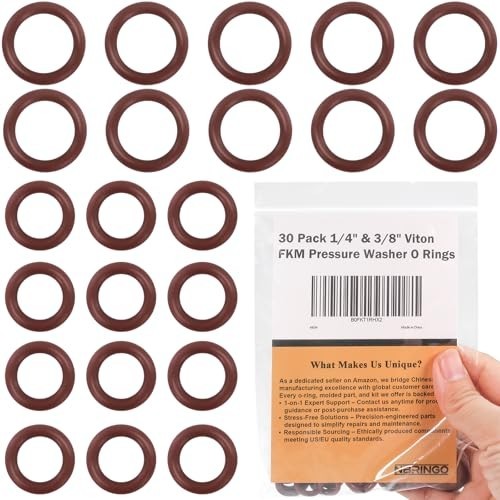 30 Pack Pressure Washer O Rings – Viton FKM Seals for 1/4″ & 3/8″ Couplers – Dur