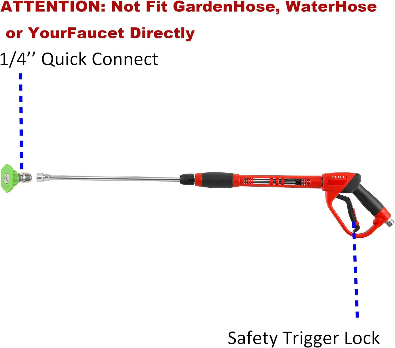 Deluxe Pressure Washer Gun, with Replacement Wand Extension, 5 Nozzle Tips, M…