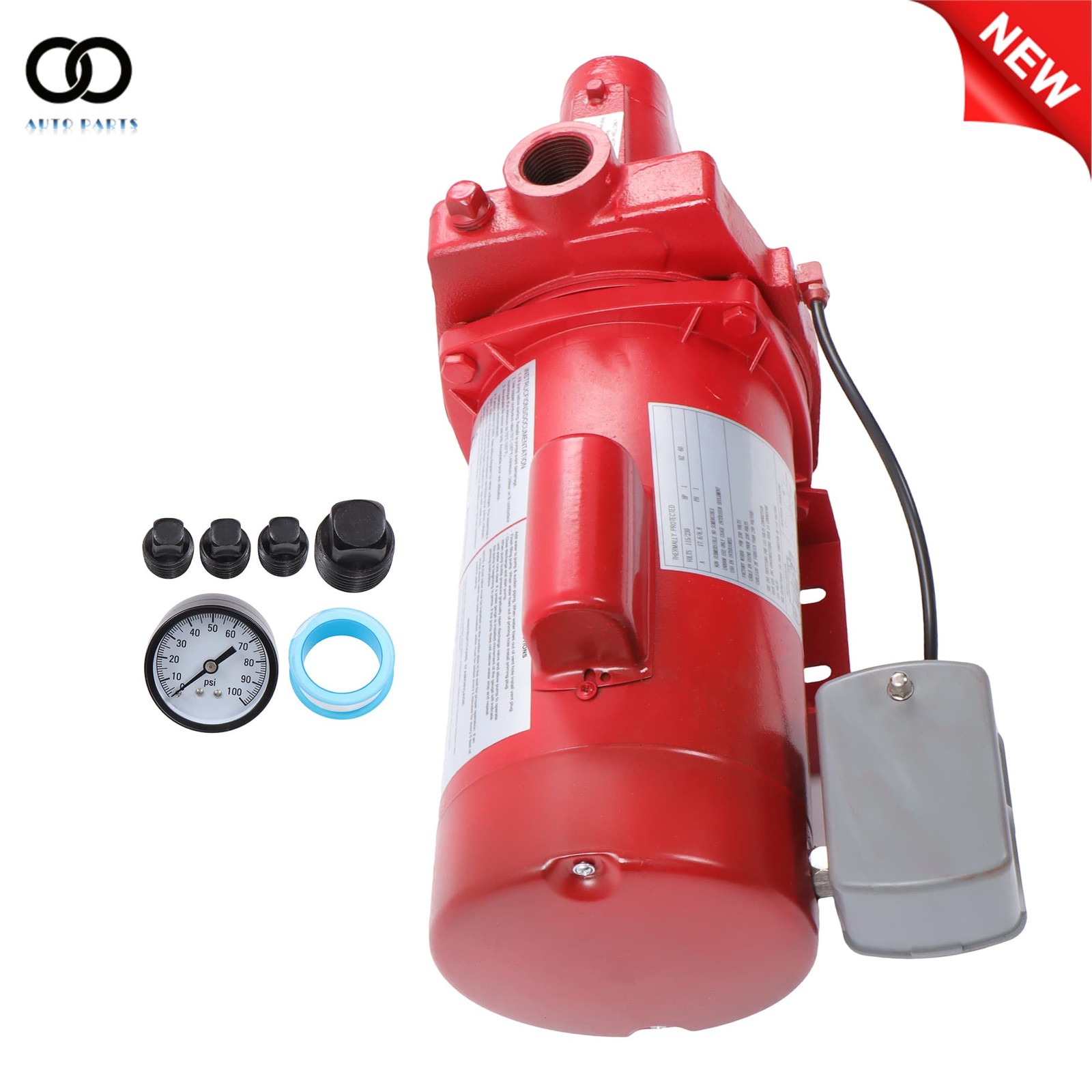 Red 1 HP 23 GPM Dual Voltage 115/230 Volt Cast Iron Shallow Well Jet Pump 602208