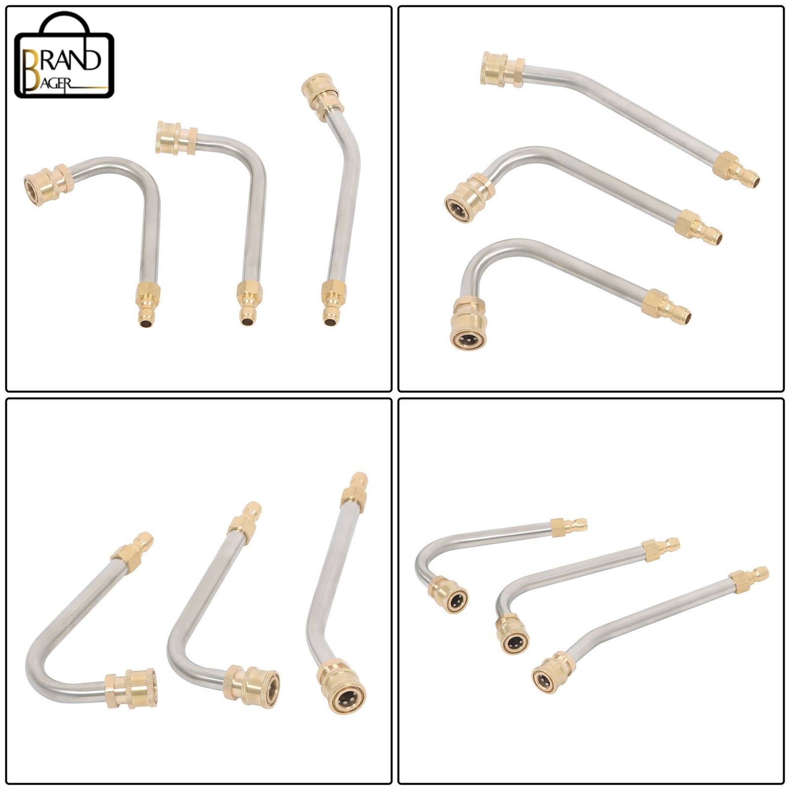 9 Pack 4000 Psi High Pressure 1/4 Inch Quick Connect Water Gun Extension Rod Set