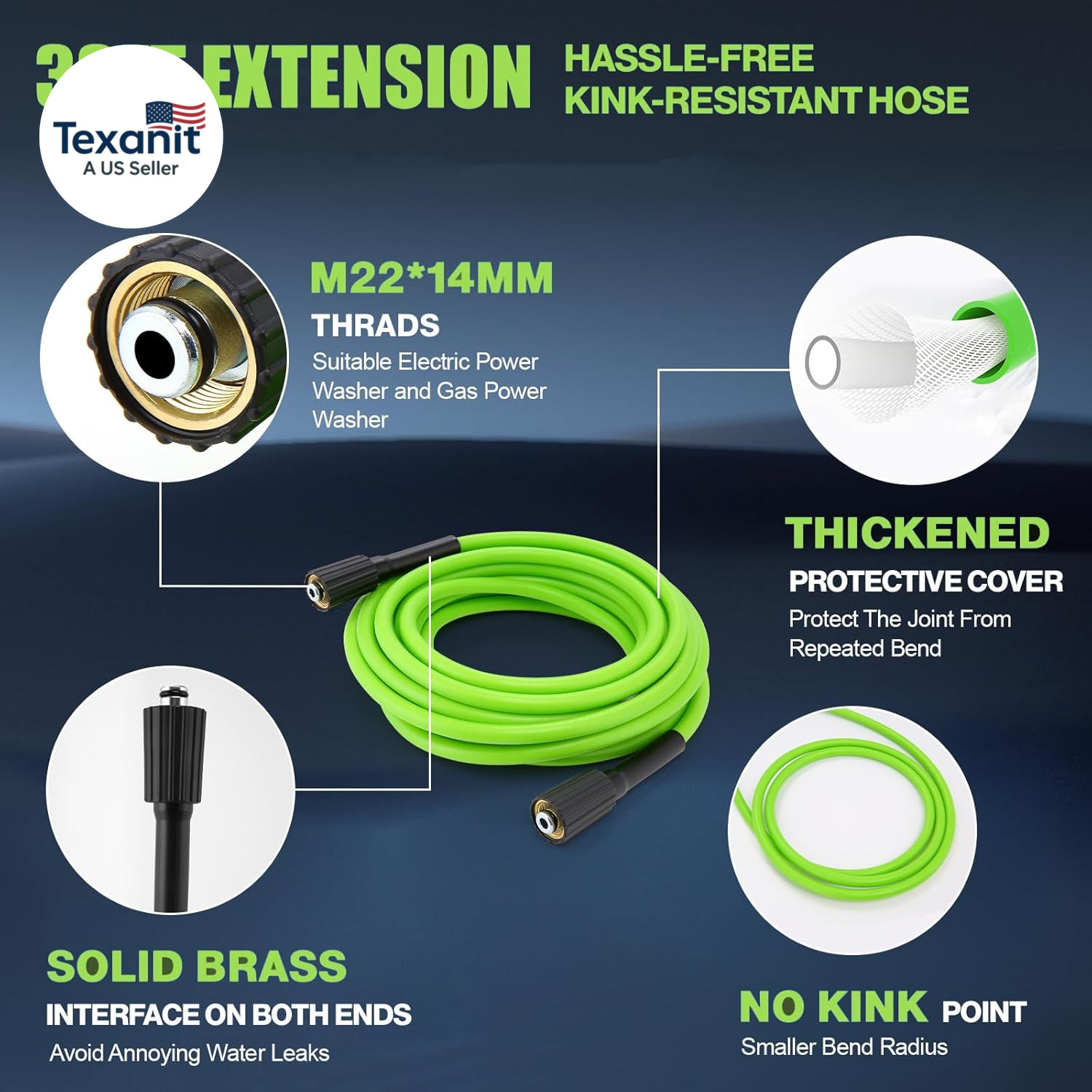 Electric Pressure Washer 5000PSI Max 4.0GPM with 33FT Flexible Extension Hose, 4