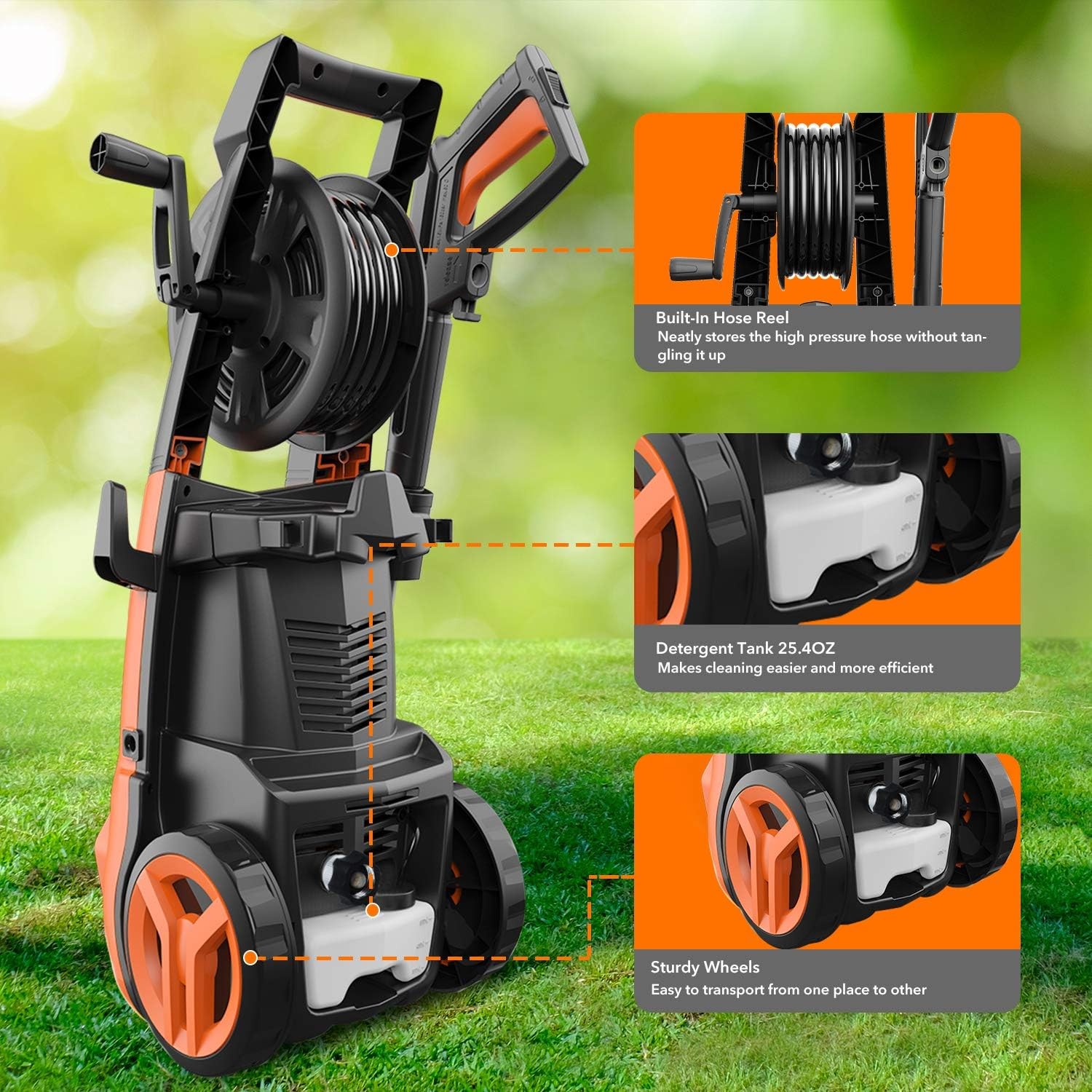 AIPER SMART Electric Power Washer 2150 PSI 1.85 GPM 1800W – Orange