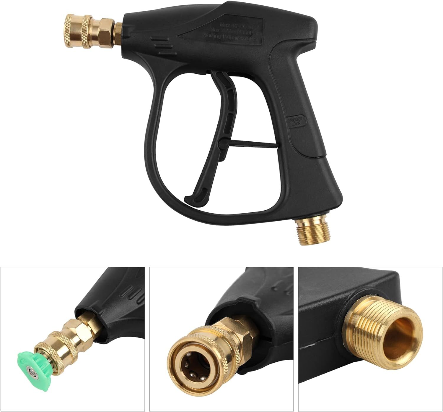 1/4″ High Pressure Washer Gun 4000 PSI Car Wash Foam Spray Short Wand w/5 Nozzle
