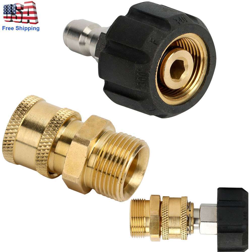 Pressure Washer Hose Connector Adapter Set Quick Connect Gun to Wand M22 to1/4in