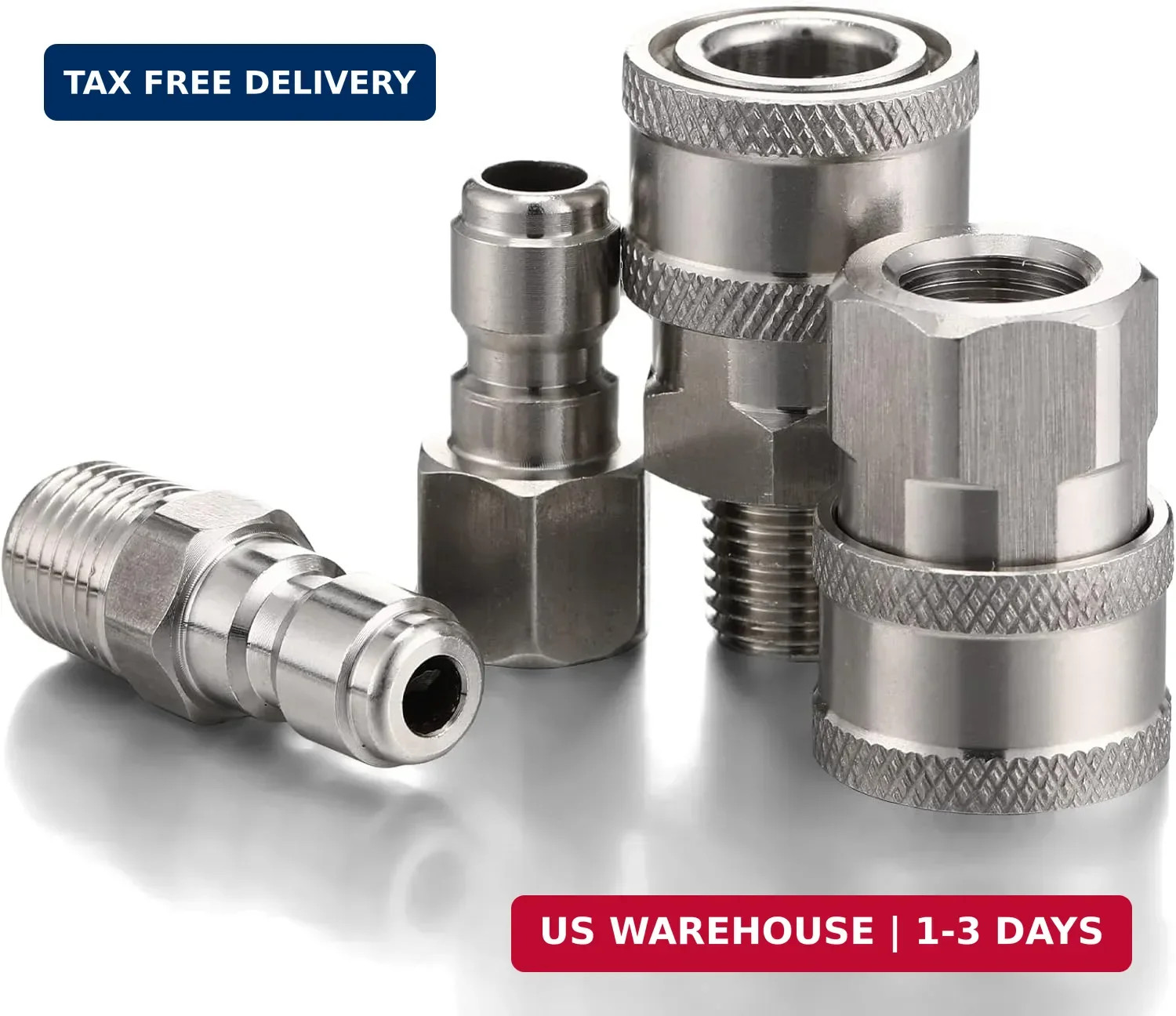 4 Sets NPT 1/4 Inch Pressure Washer Coupler Quick Connect Plug Male Fem