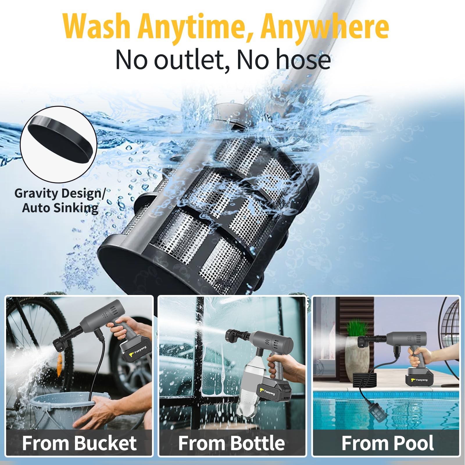 Yoeyang Portable Handheld Cleaning Tool Lightweight Compact Spray Tool 6-In-1