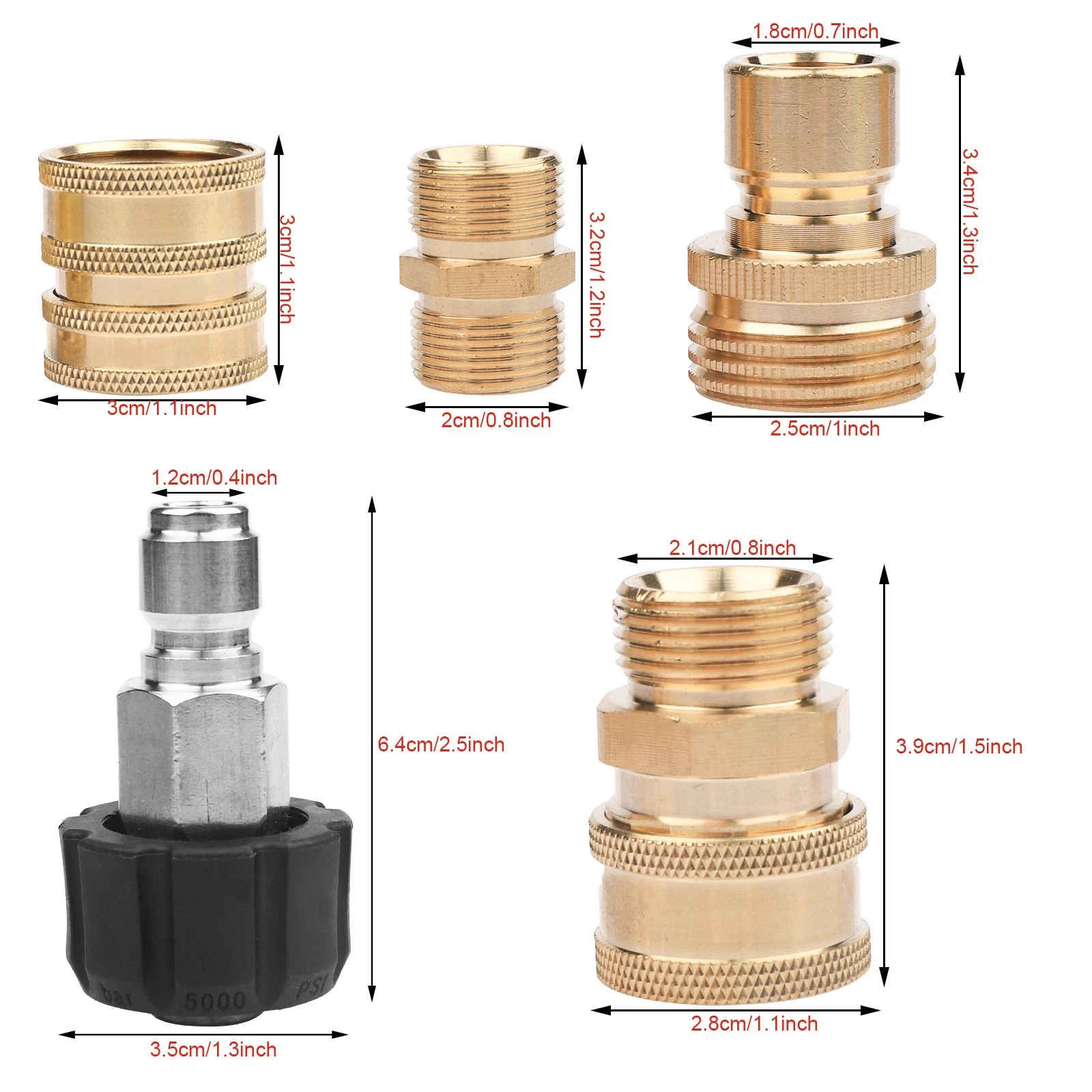 9Pc Pressure Washer Adapter Set Quick Disconnect Kit M22 Swivel to 3/8” Connect