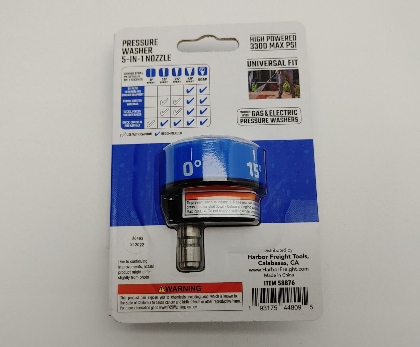 5 in 1 Quick Connect 1/4″ Pressure Washer Nozzle Soap 0 15 25 40 Selectable All
