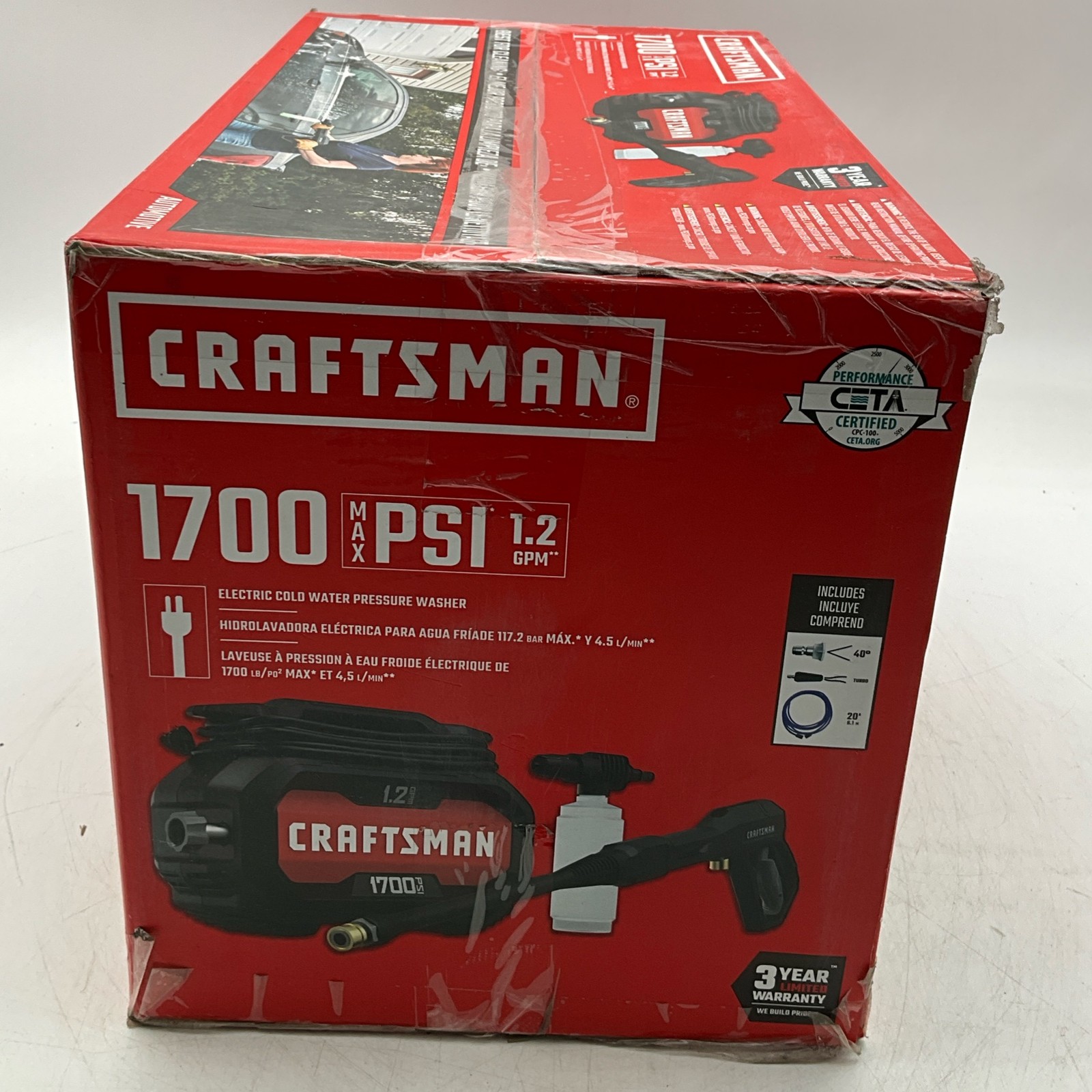 CRAFTSMAN Electric Pressure Washer, Cold Water, 1700-PSI, 1.2-GPM, CMEPW1700