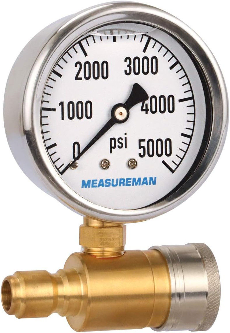 2-1/2″ Pressure Washer Pressure Gauge Kit 3/8 Inch Quick Connect 0-5000 PSI Glyc