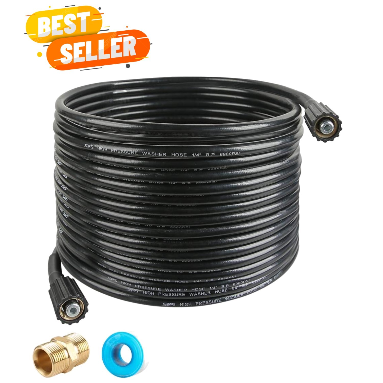 Pressure Washer Hose 50 FT X 1/4 Inch, Replacement Power Washer Hose for Most…