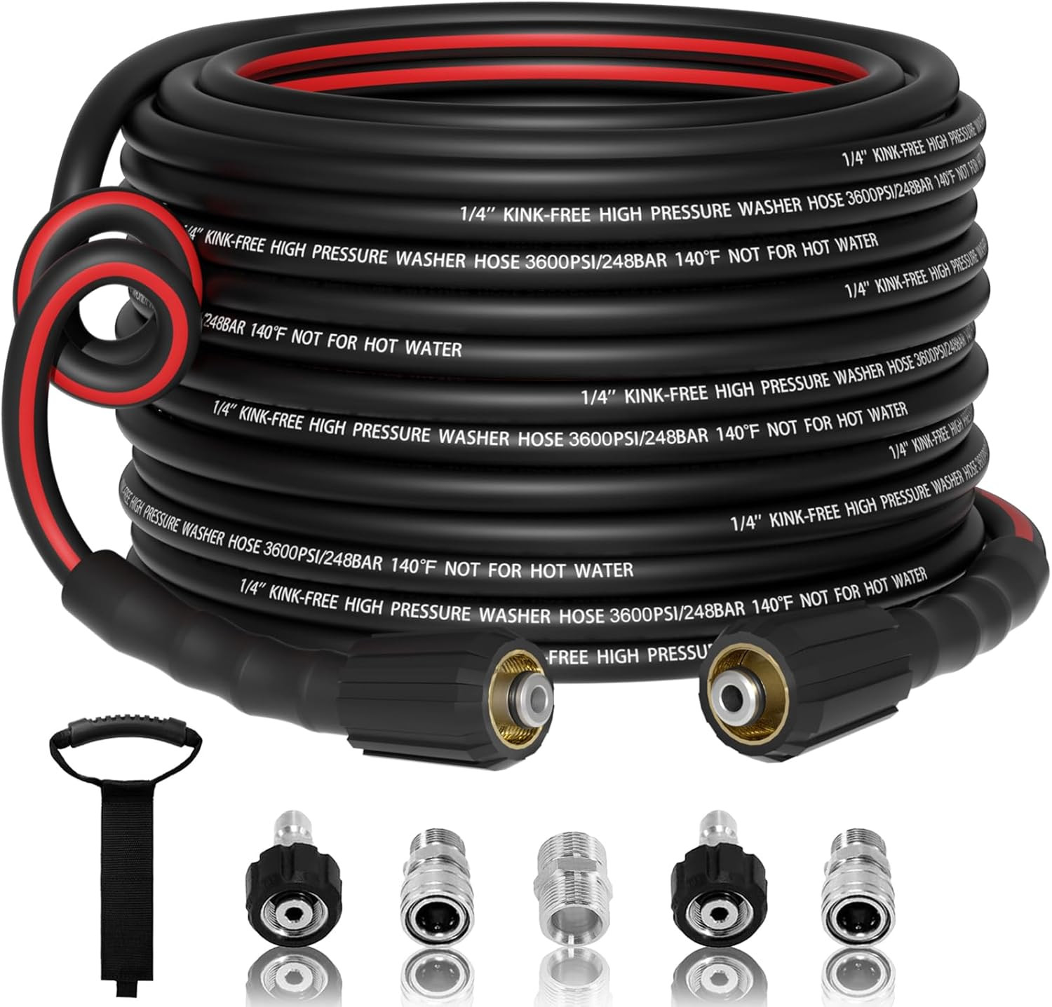 Flexible 1/4″ Pressure Washer Hose 50FT,3600PSI Kink Resistant Power Washer Rep