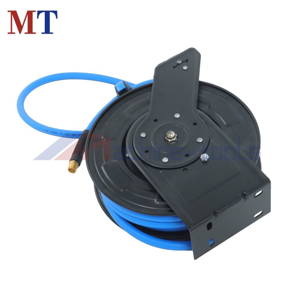 Air Hose Reel 1/2 in x 50 ft Wall Mount Auto Rewind Retractable Reel W/ Air Hose