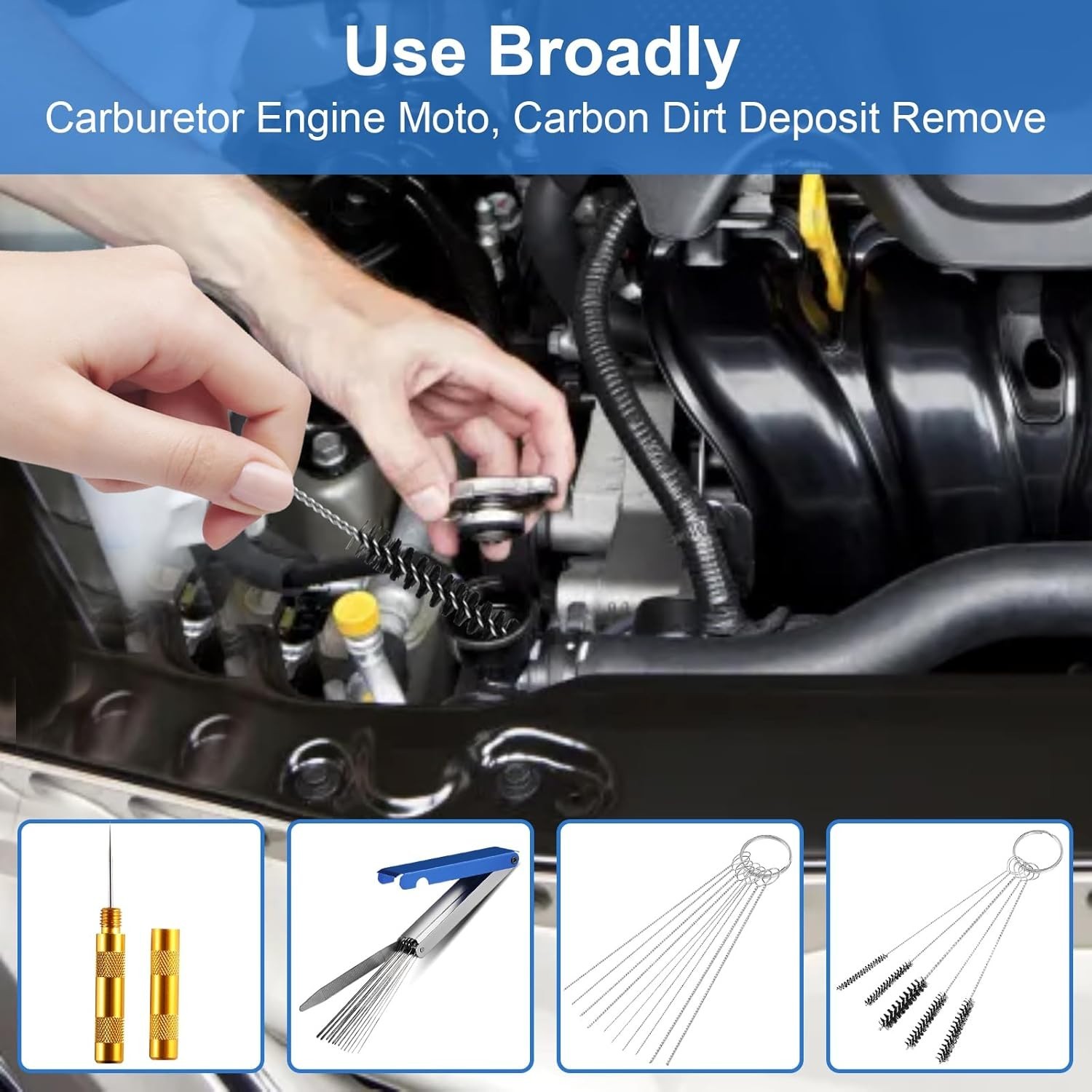 Carburetor Cleaning Kit, Torch Tip Cleaner, Stainless Steel 13 Clean Line Se…