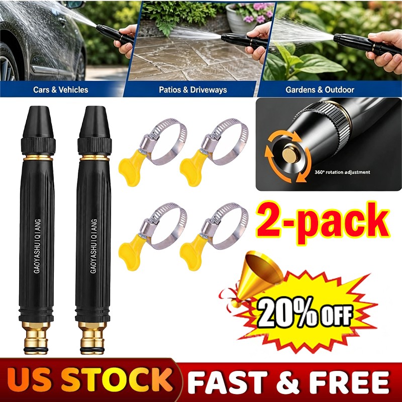 2 PCS High Pressure Hose Nozzle Water Gun for Car Wash Garden Pressure Booster