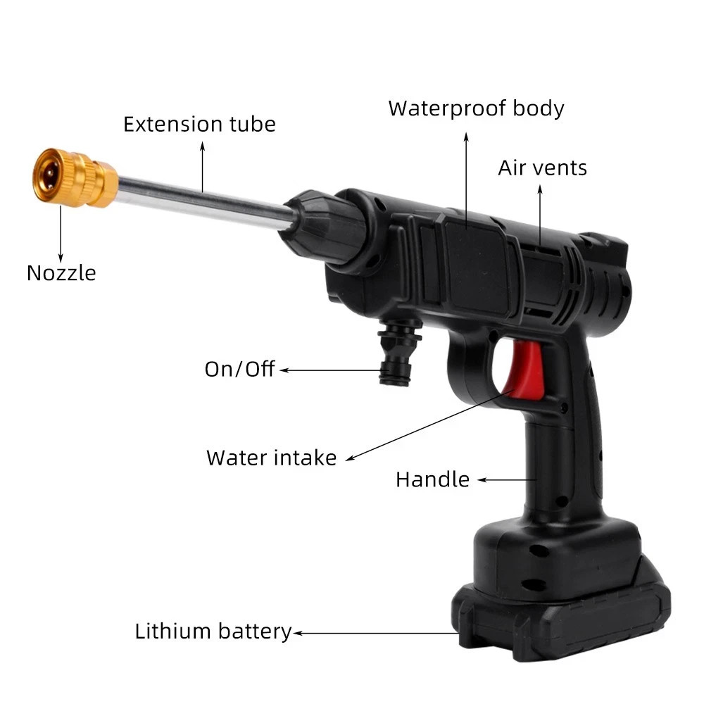 2 Battery Cordless Portable Car High Pressure Washer Jet Water Wash Cleaner Gun