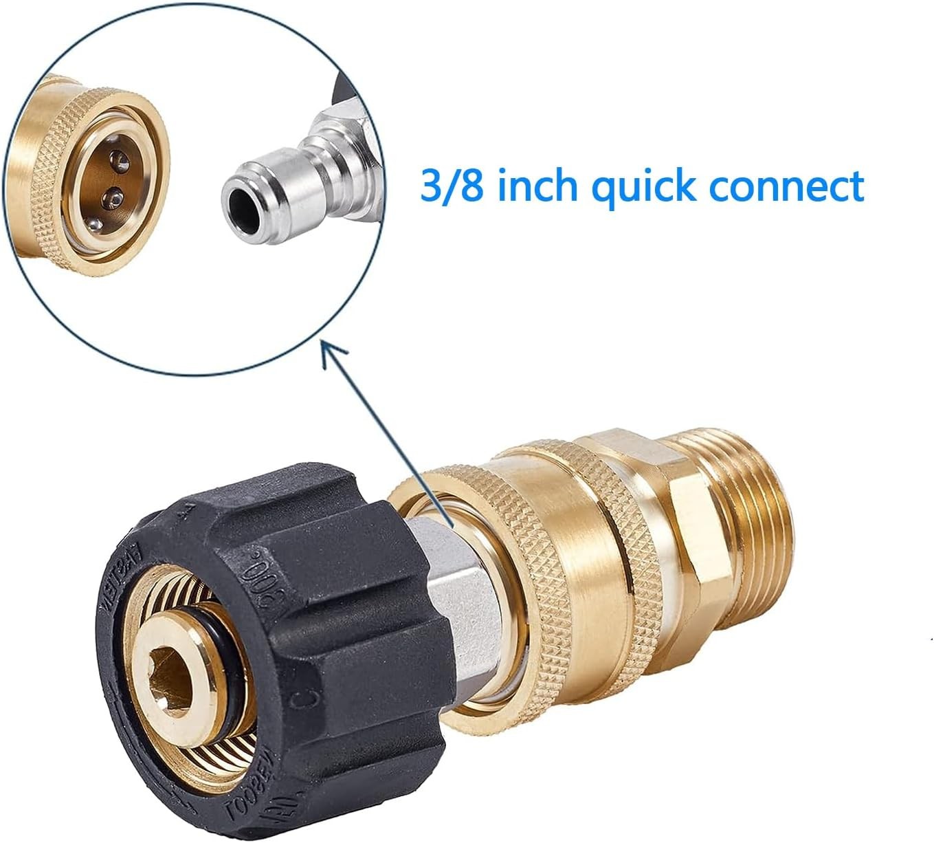 Pressure Washer Adapter Set, M22 (M22-14MM) to 3/8” Quick Connect (4 Pack)