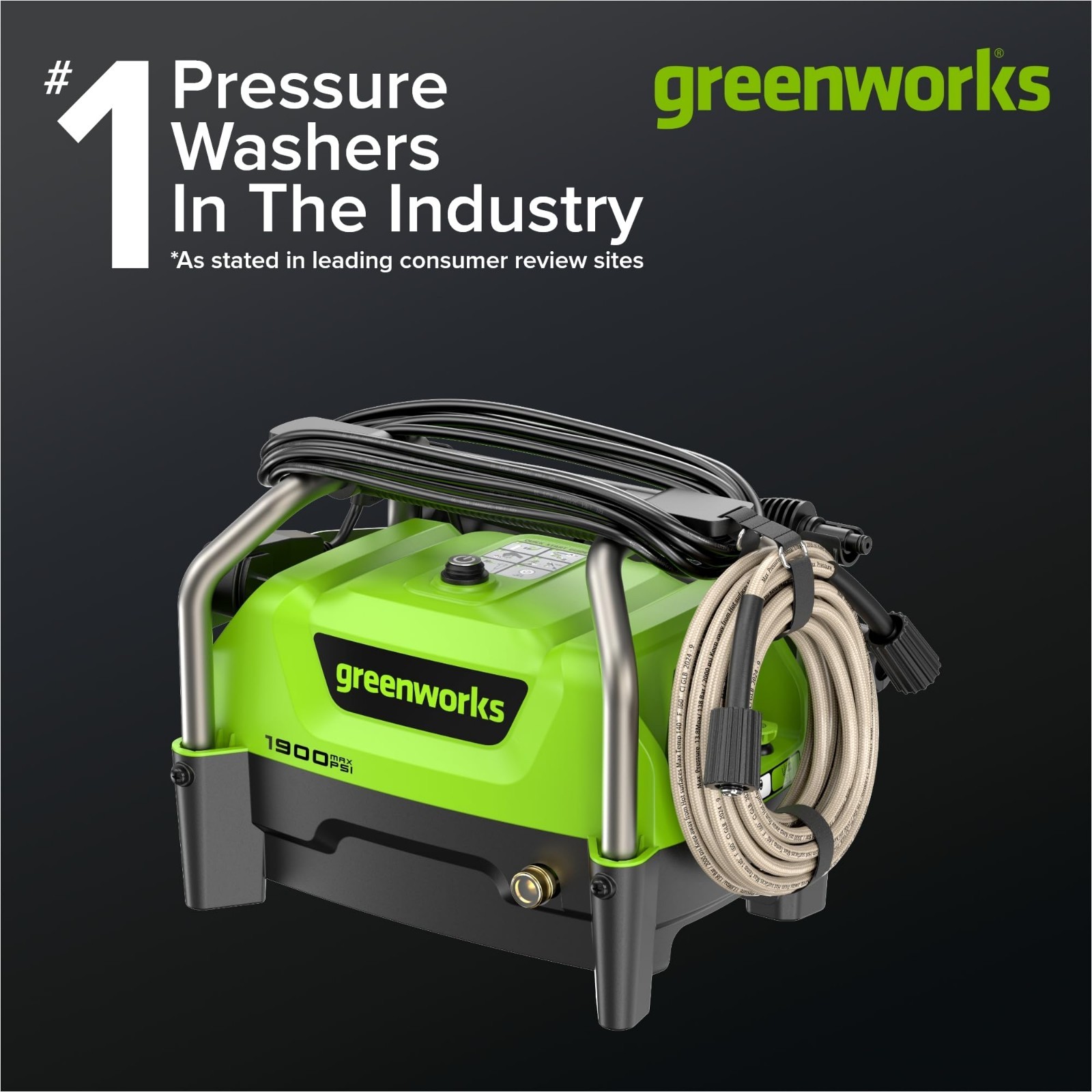 1900 PSI Electric Pressure Washer – 25°, 40°, Turbo Nozzles & Soap Applicator fo