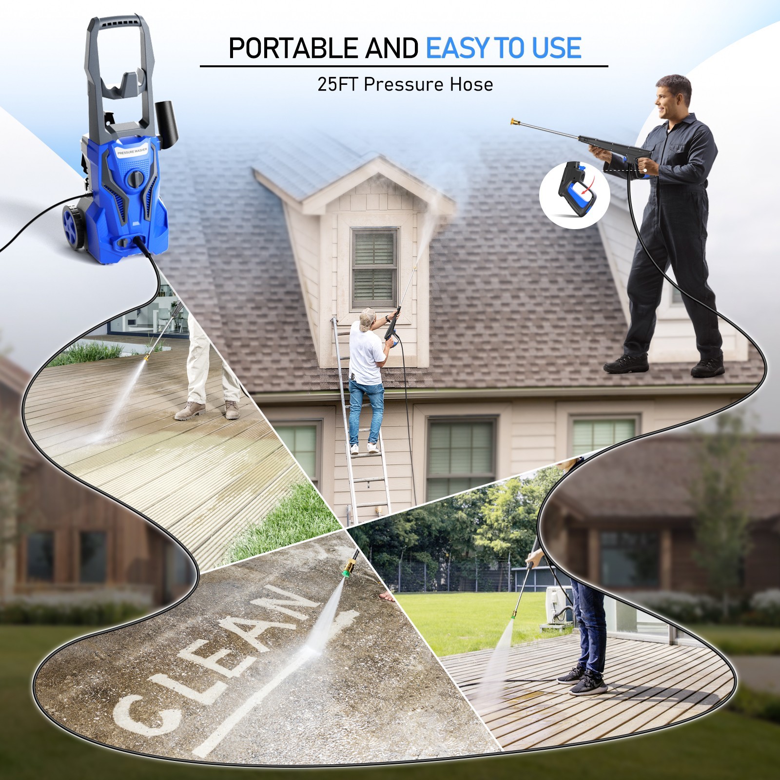 Electric Pressure Washer 4800 PSI 2.9 GPM Pressure Washer with 25 FT Hose