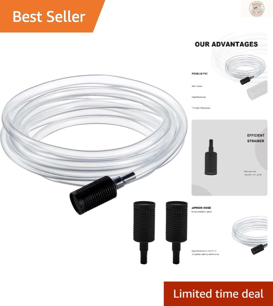 Versatile 10ft Power Washer Siphon Hose – Complete with 3 Filters for Efficiency