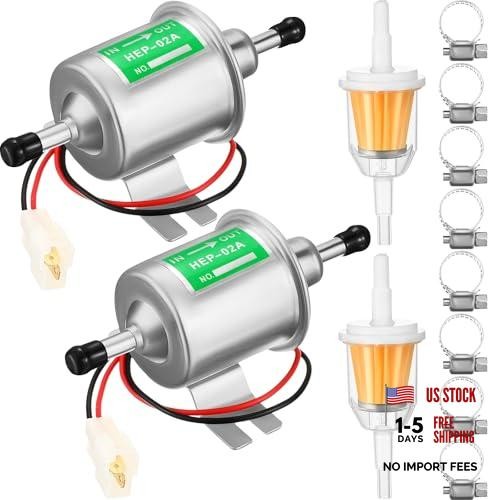 2 Pcs Electric Fuel Pump Kit 12v Universal Low Pressure 4-7 Psi Gas Silvery