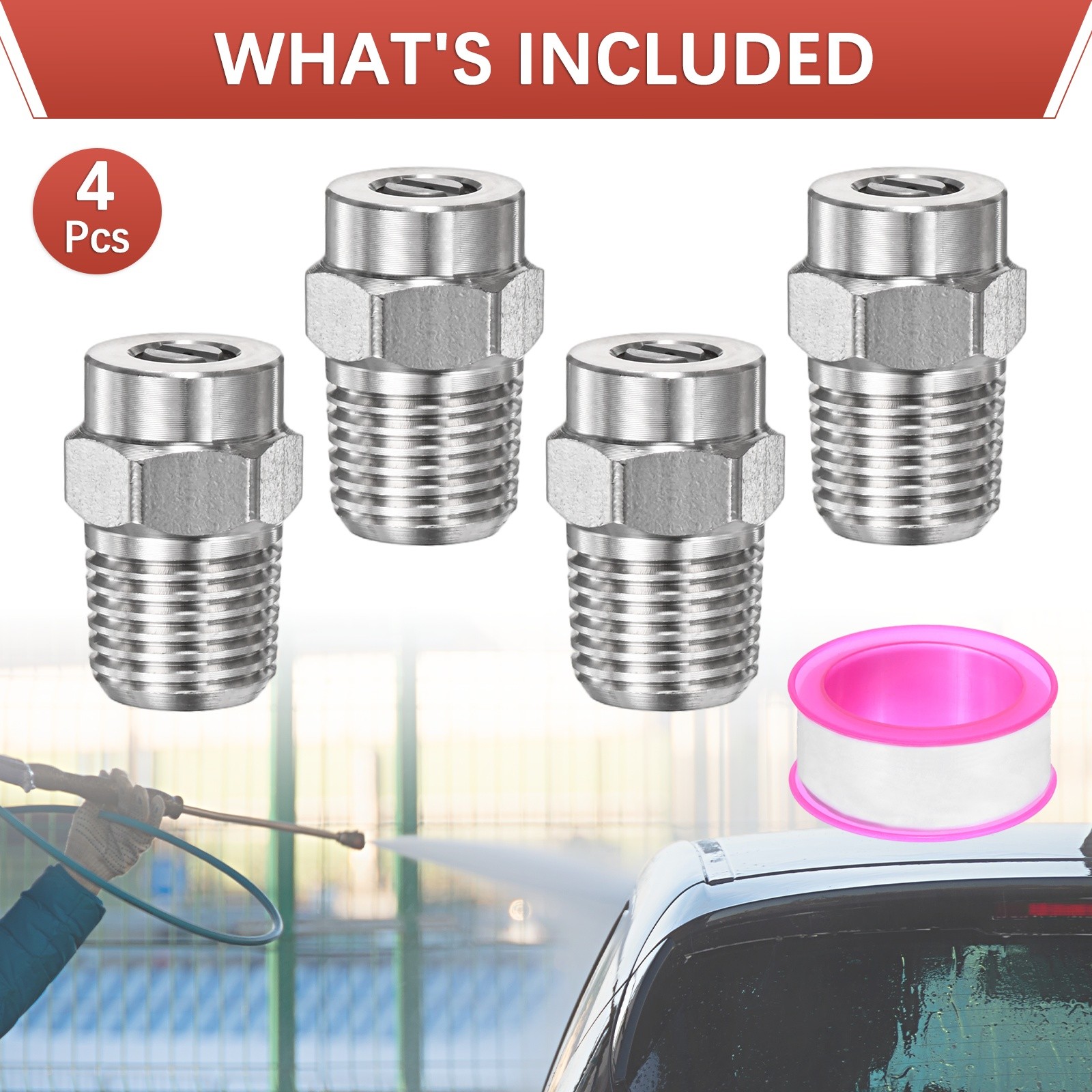 1/4″ NPT 15° Surface Cleaner Tip [4PCS] – Pressure Washer Nozzle [1.382MM Pore]