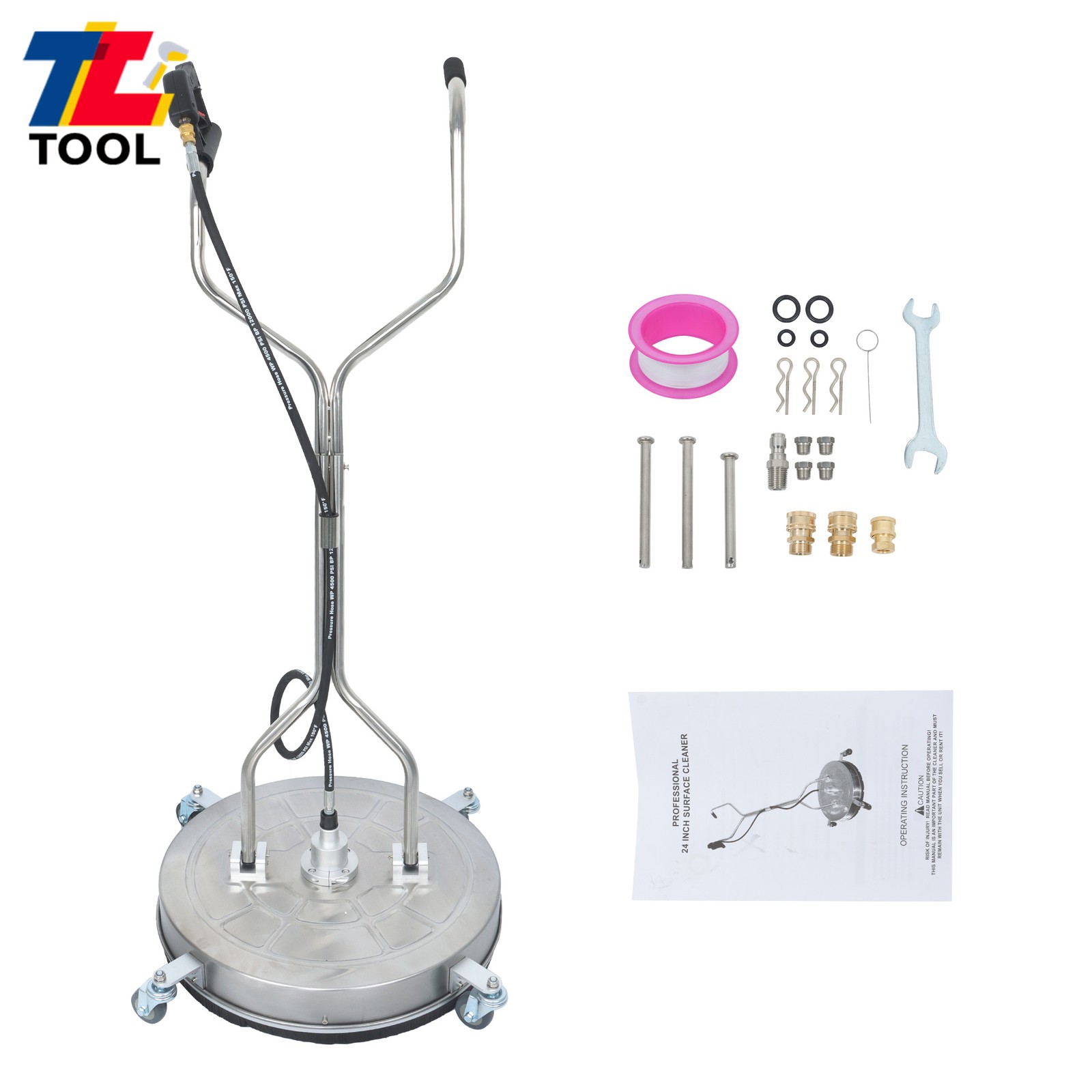 24″ Pressure Washer Surface Cleaner w/ Handles & Wheels Quick Connect