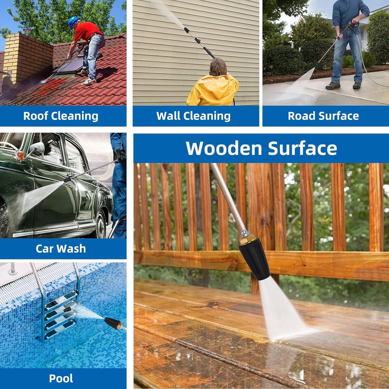 Efficient Pressure Washer Spray Nozzle Set – 4000 PSI, Quick Connect, 5 Tips