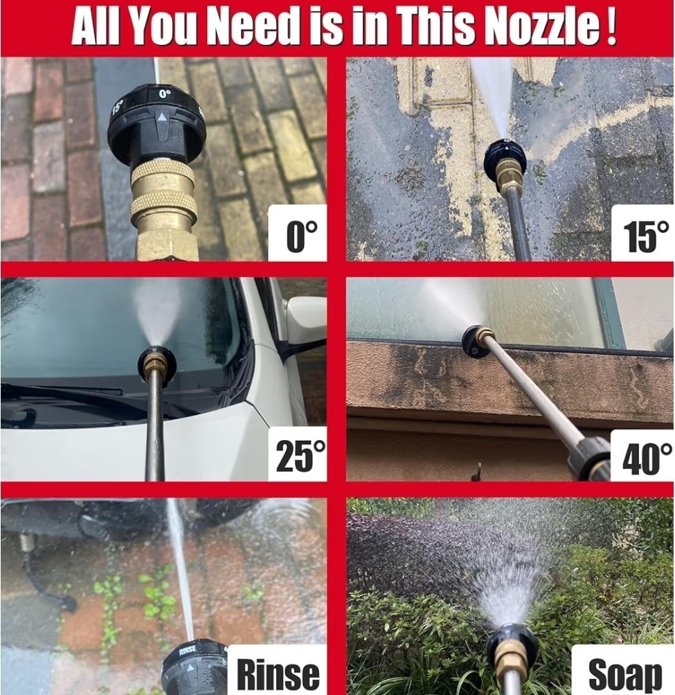 Meteor Blast 6 in 1 Pressure Washer Nozzle Tip Mutiple Degree Orifice 2.5