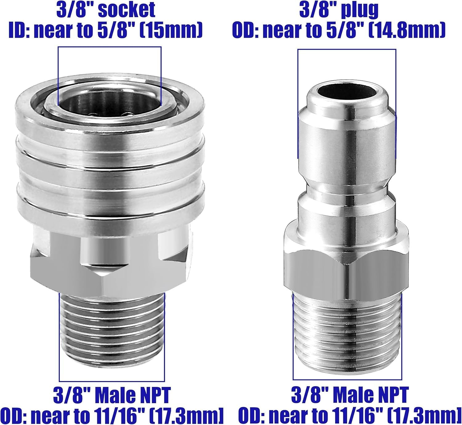 Pressure Washer Adapter Set, Quick Connect Kit, 3/8’’ Male Thread Fitting, 50…