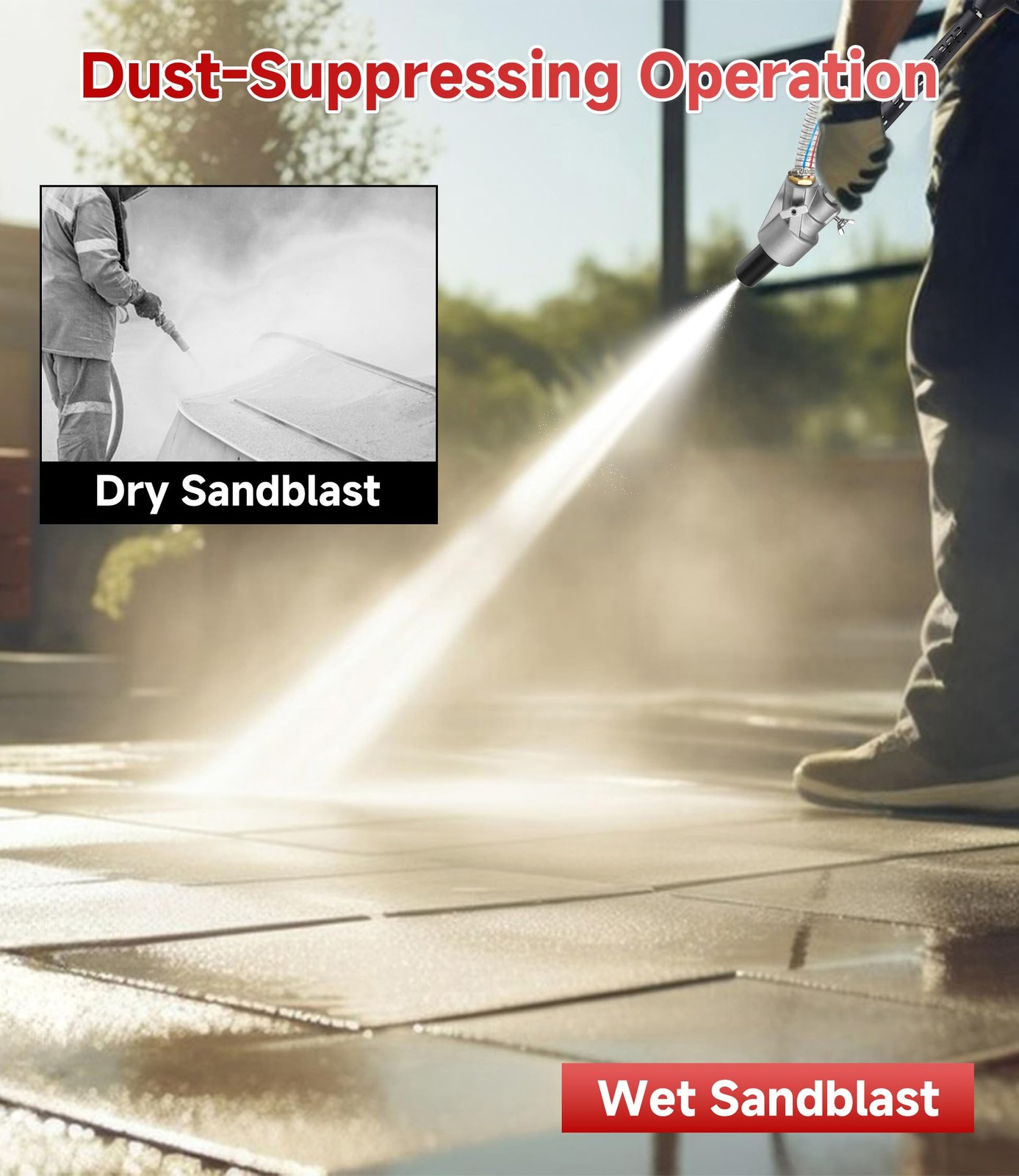 M MINGLE Pressure Washer Sandblasting Kit, 5000 PSI Wet Sand Blaster for Pres…