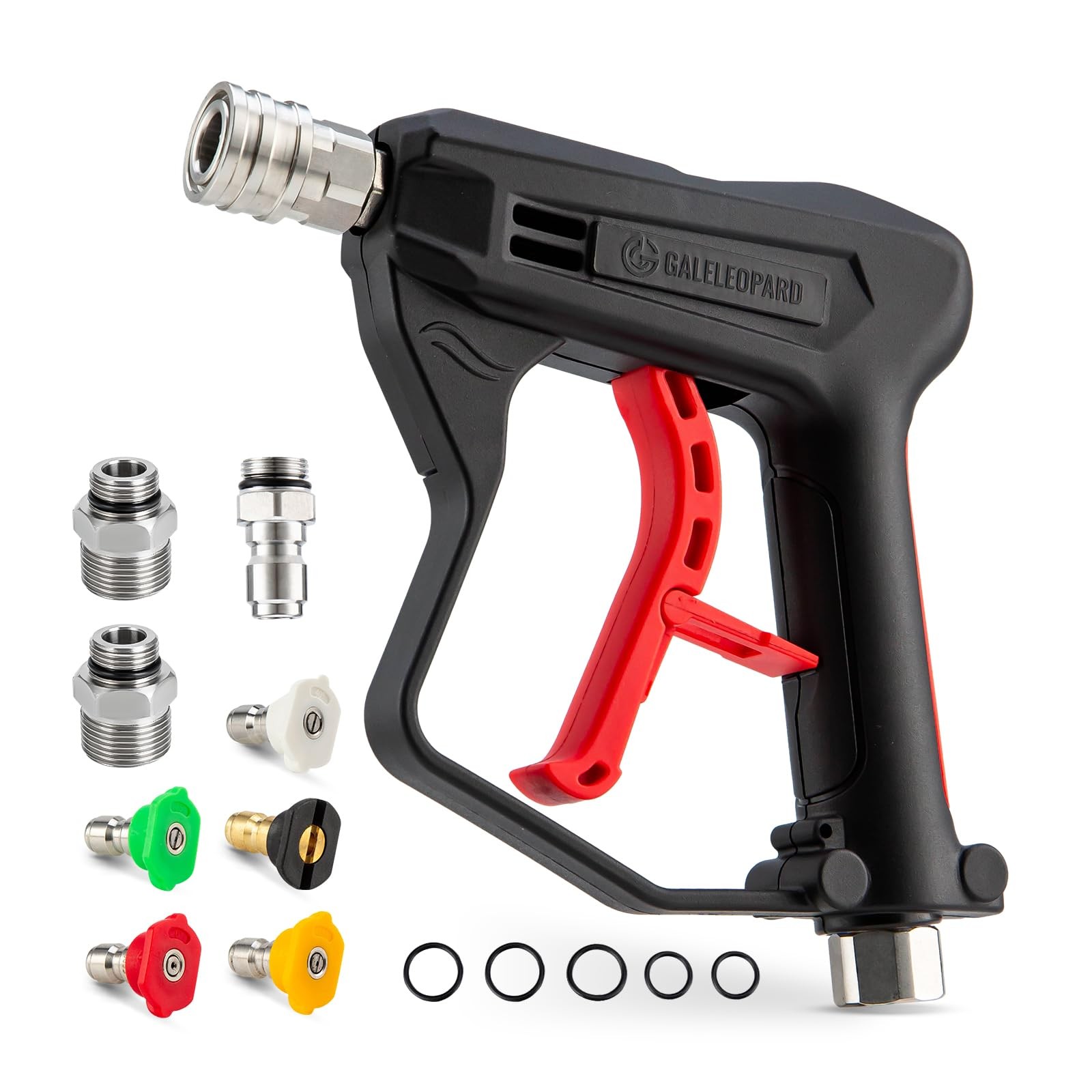 Pressure Washer Gun 4350 PSI Short Trigger 1/4 Quick Connect 5 Tips M22