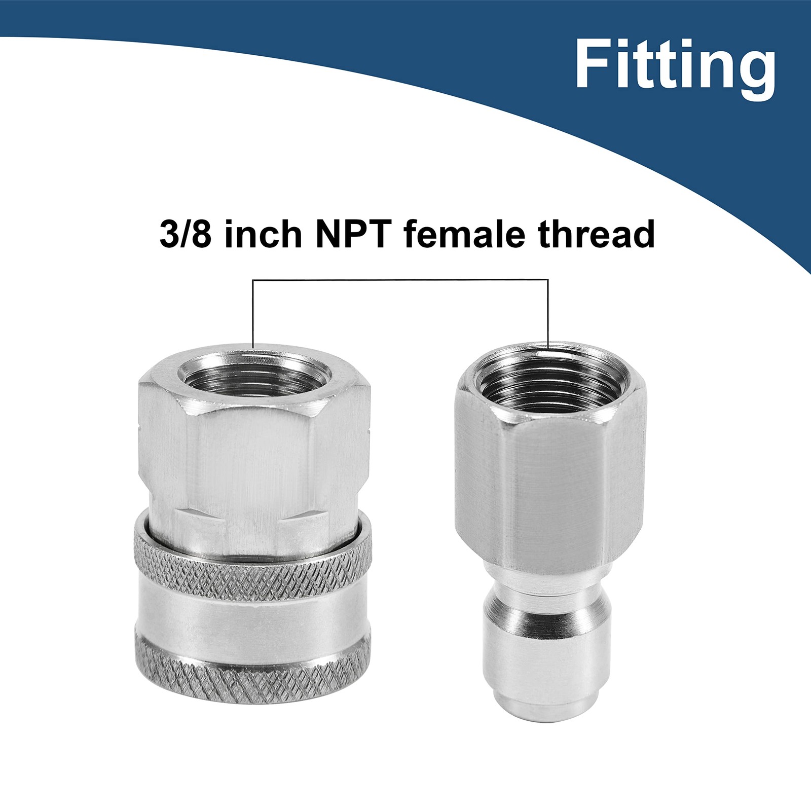 Raincovo Pressure Washer Quick Connect Fittings, 3/8 Inch Adapter Set, Stainless