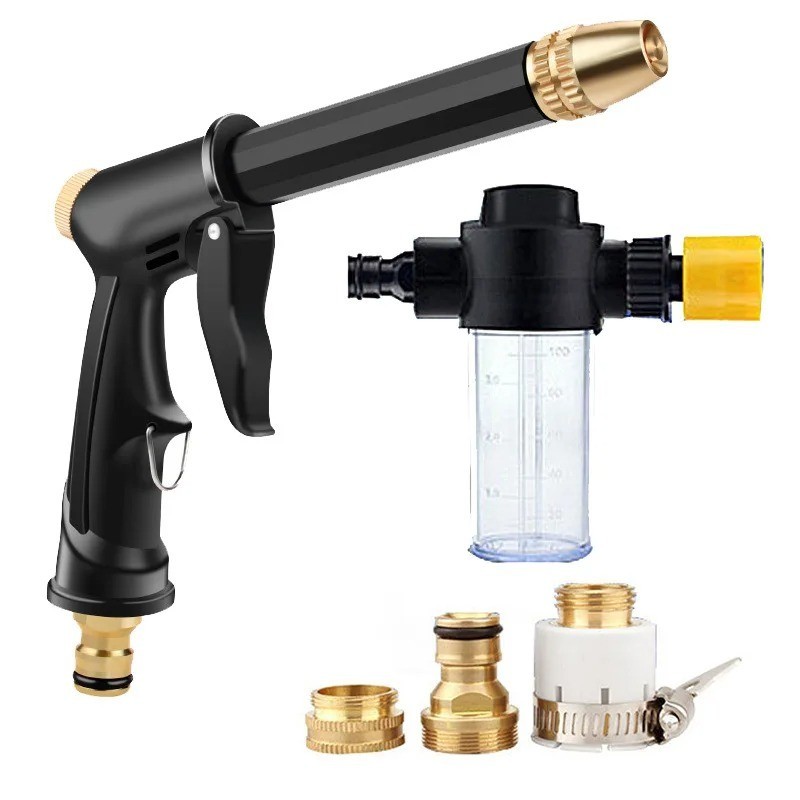 Portable High-Pressure Water Gun Car Wash Cleaner & Garden Hose Nozzle with Foam