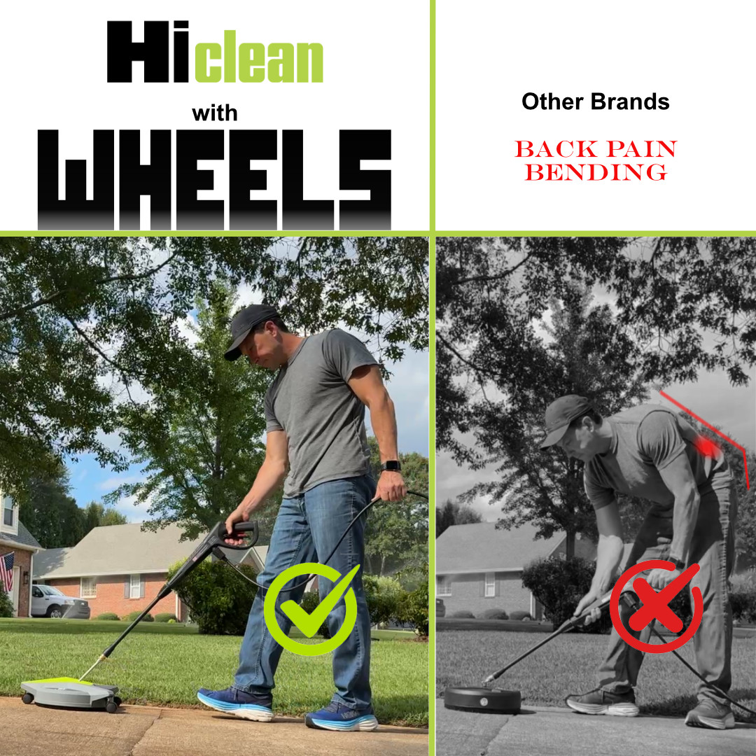 Hiclean 12” Pressure Washer Surface Cleaner with 3 Caster Wheels – 3200 Max PSI