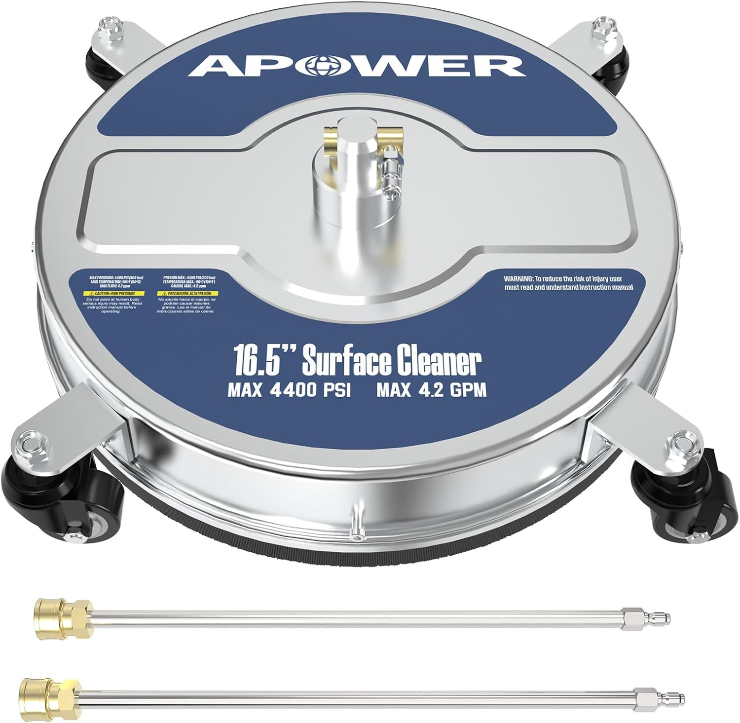 16.5″ Pressure Washer Surface Cleaner Attachment, Max 4400 PSI, Stainless Steel