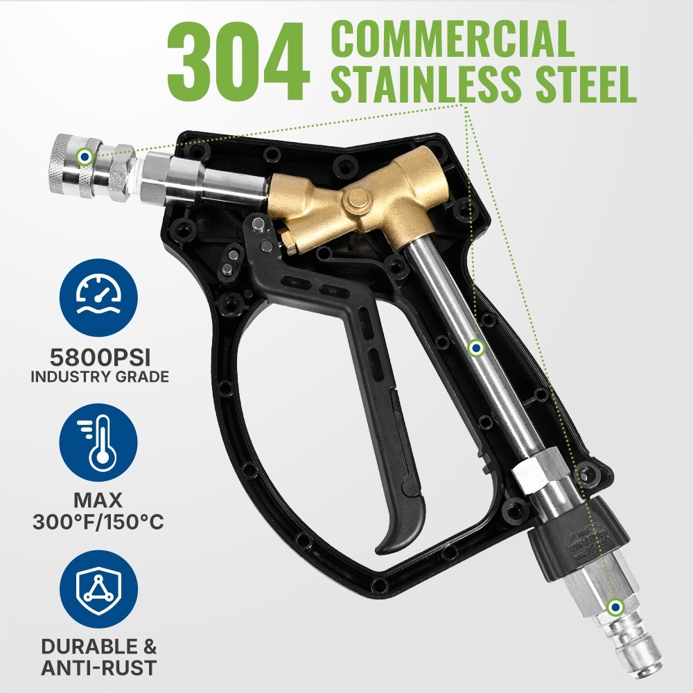 YAMATIC 4000 psi Power Washer Short Gun with M22-14mm & M22-15mm Adapter