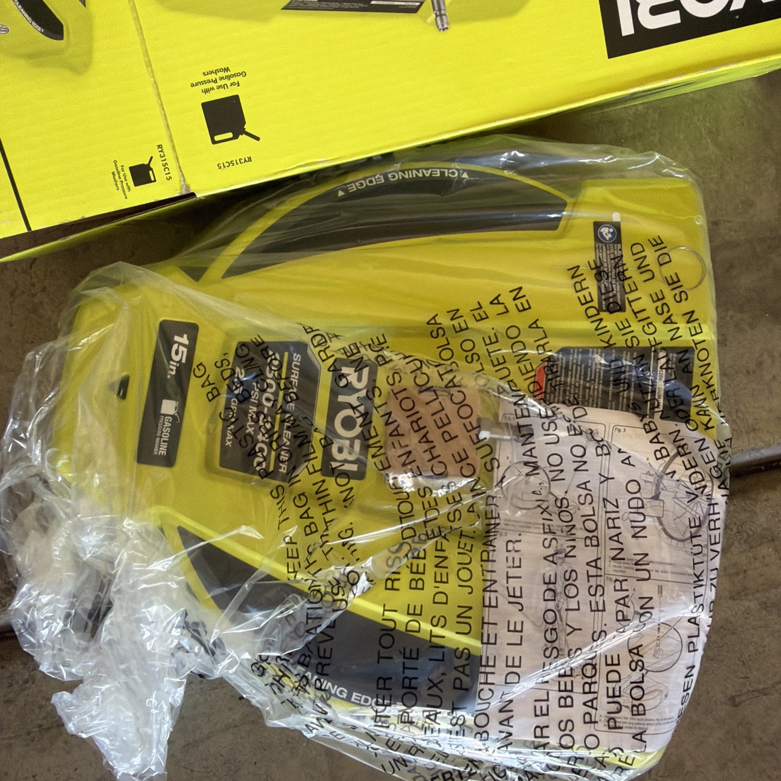 RYOBI 15″ 3400 PSI Gas Pressure Washer Surface Cleaner w/Caster Wheels RY31SC15
