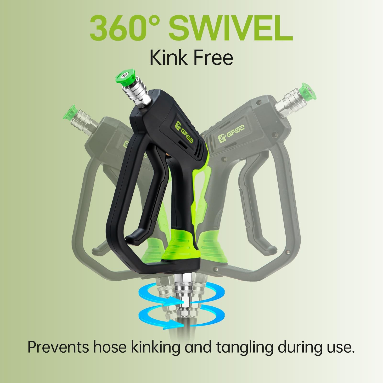 Swivel Pressure Washer Gun with Extension Wand 3/8 Quick Connect M22 Fittings