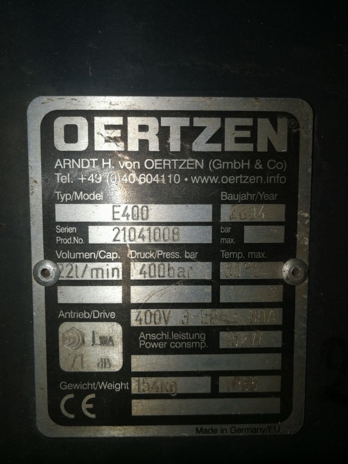 Oertzen E 400 Corded Electric Cold Water Pressure Washer Red/Black w/Gun Hose
