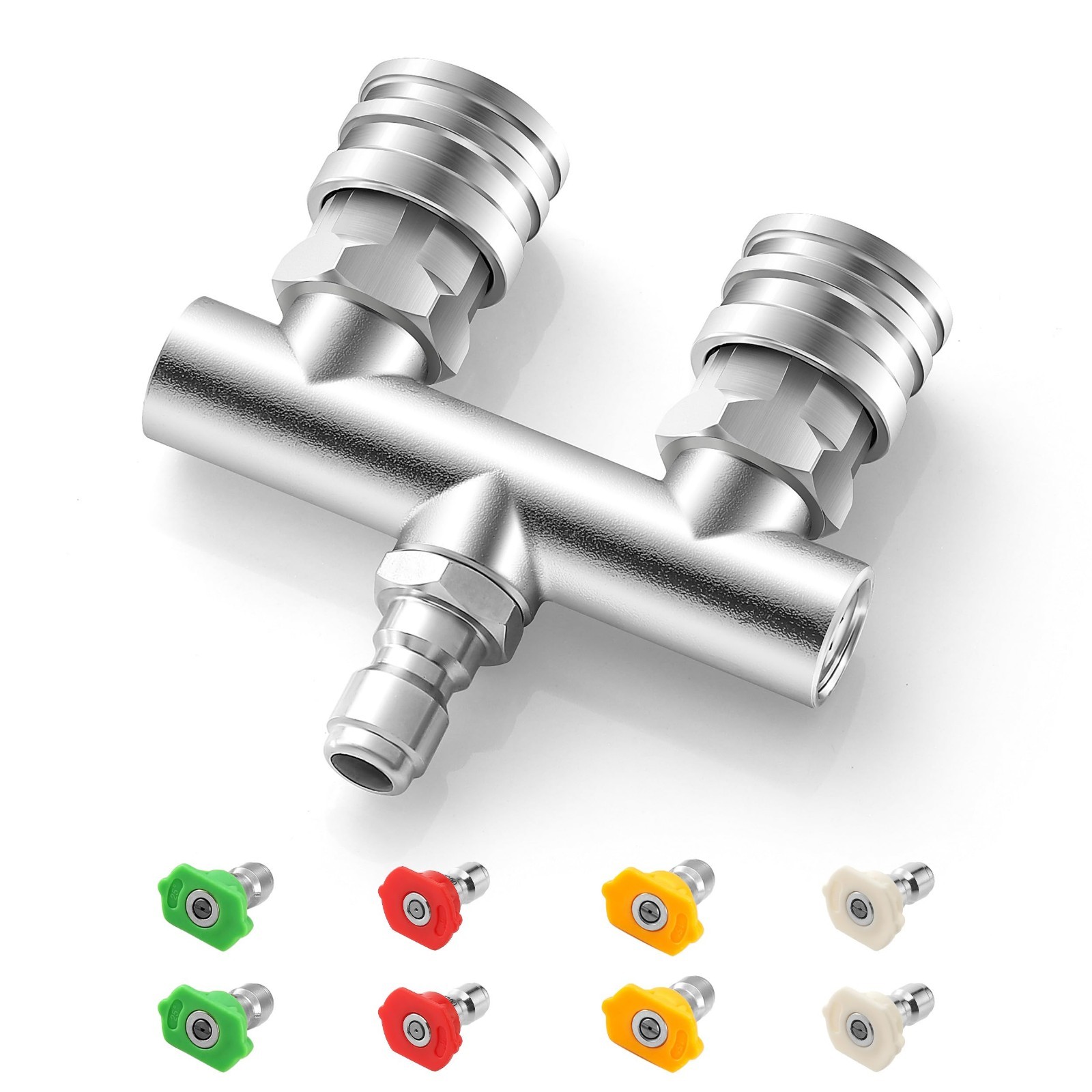 2-in-1 Pressure Washer Nozzle Tips, Dual Spray Nozzles & 8PCS Quick Connect Set,