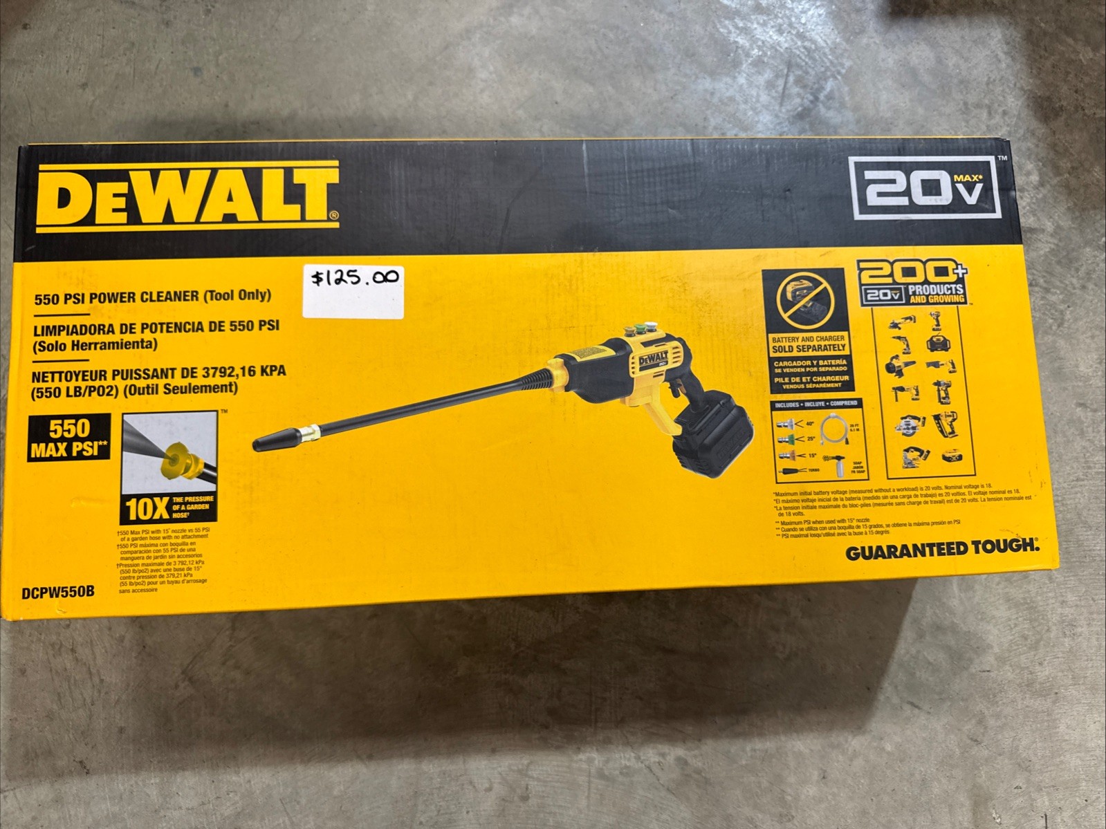 DEWALT 20V MAX 550 PSI Cordless Pressure Washer Tool Only DCPW550B