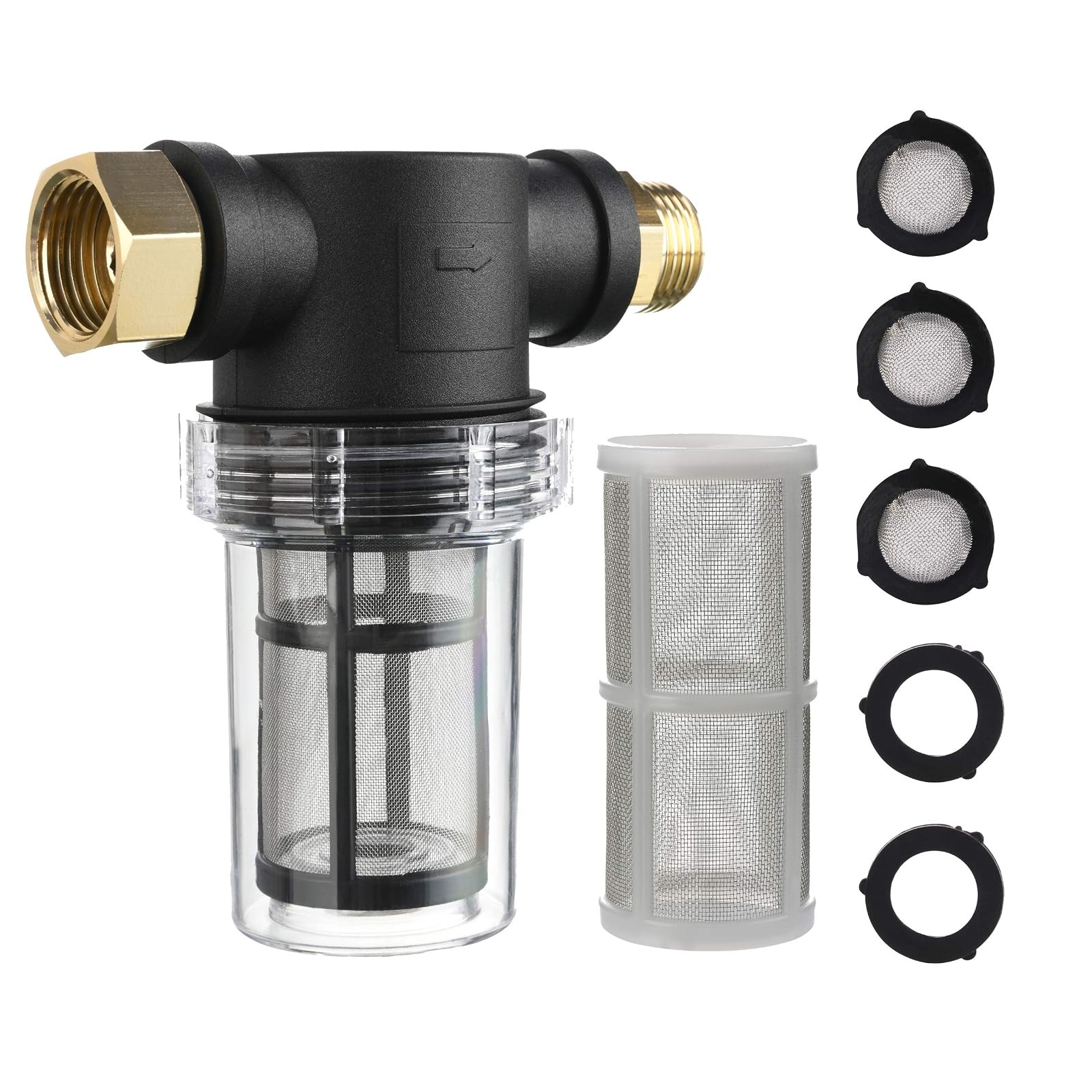 Garden Hose Filter for Pressure Washer Inlet with 40 Mesh & Extra 100 Mesh Scree