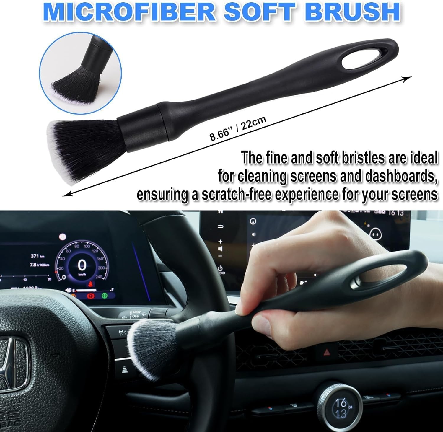 7PCS Car Detailing Brush Set, Ultra Soft Boars Hair Car Interior Detailing