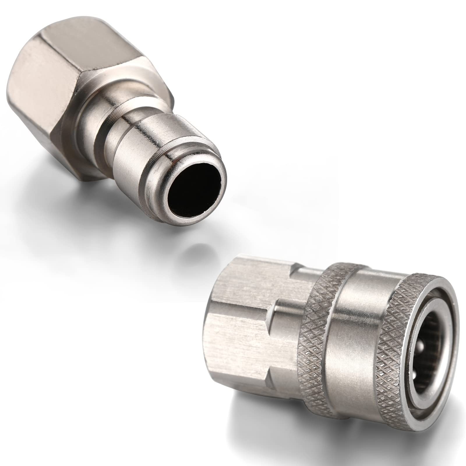 2 Sets NPT 1/4 Inch Pressure Washer Coupler Quick Connect Plug Male Female